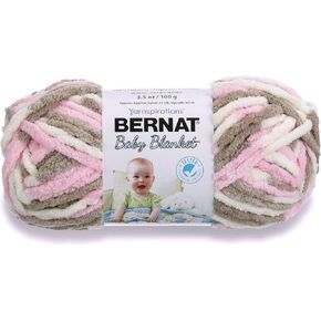 Bernat Baby Blanket Yarn, 3.5oz, Super Bulky 6 Gauge - Pink - Single Ball Machine Wash & Dry (454533)