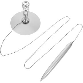 Angoily Metal Desk Pen with Chain Secure Counter Pen for Office Signing Sturdy Metal Design Smooth Spring Ink for Reception Use