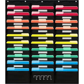 - منظم مجلد معلق على الحائط مكون من 5 جيوب مع 3 خطافات وفتحات لبطاقة الاسم - منظم ملفات معلق لتنظيم الفصل الدراسي، منظم مكتب - منظم معلق من البوليستر in Kuwait