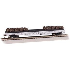 Bachmann Trains - 52' Wheel FLATCAR with Wheel Load - PRR #491311 - HO Scale