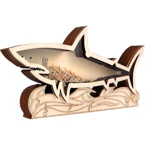 Shark Tooth Display Case 14 Inch Wooden – Large Shark Tooth Holder for Collectors, Shark Teeth Holder Case for Shark Tooth Display and Storage – Solid Wood Shark Tooth Collection Case