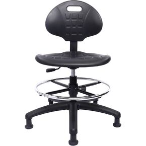 Chair Master (Medium Bench Stool, Glides Easy to Clean! Ergonomic Polyurethane Stool. Seat Height Range 18"-26". Adjustable Footring. for Home Office Lab Workstation