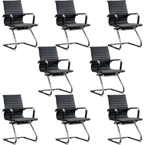 Office Guest Reception Chair Set of 2, Conference Room Chairs Waiting Room Chairs 2 Pack, Modern Leather Office Desk Chair No Wheels.（Black）