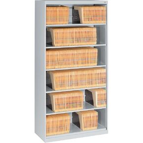 Tennsco Open Fixed Shelf Lateral File, 36w x 16 1/2d x 75 1/4, Light Gray