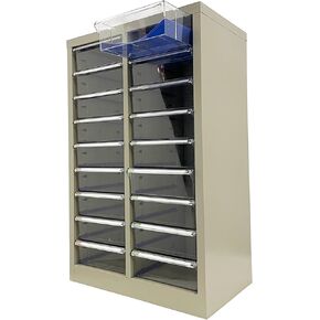 File Cabinet Parts Cabinet Plastic Drawer Storage with 18 Medium Clear Transparent Drawers 12.8 * 9.25 * 3.15inch for Documents Makeup Nail Salons Offices Bolts Nuts Legos Beads Lateral
