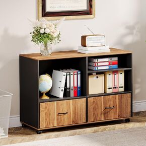 Tribesigns 2-drawer file cabinet على عجلات ، خزانة ملفات جانبية ، خزانة تنظيم الملفات الخشبية مع أرفف ، طابعة خزانة الملفات المحمولة مع التخزين لمكتب المنزل ضمن منظمة المكتب