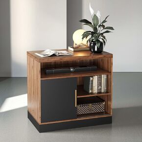 Wood File Cabinet with Door, Filing Cabinet for Home Office with Adjustable Open Storage Shelves, 31W*20D*29H Lateral File Cabinet, Black Walnut