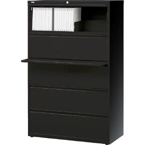 STAPLES 21754D HL8000 Commercial 5-Drawer Lateral File Cabinet, Locking, Letter/Legal, Black, 36-W