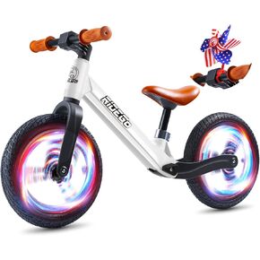 Ridego 12Inch Toddler Balance Bike 3 Year Old,Lightweight Push Bicycle with Inflatable Rubber Tires,Kids Bike for 2-4 Year Old Boys Girls Birthday Gift