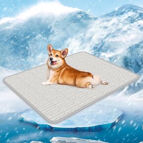 Dog Cooling Mat 35" x 27" Medium Pad for Dogs Sleeping Mats for Dogs and Cat Durable Self Cool Pet Blanket Outdoor Indoor Non-Slip Cooling Dog Crate Mats (Gray)