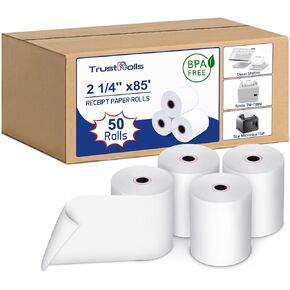 Premium 2 1/4 x 85 Thermal Paper Rolls - BPA Free Credit Card Receipt Paper, 50 Rolls/Case for POS & ATM Systems
