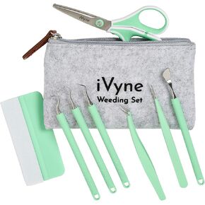 Ivyne (8pcs) مجموعة أدوات الأعشاب الضارة فينيل الممتازة وأدوات تجميع الخردة من الأعشاب الضارة مع التوت ، الأعشاب الضارة ، ملاقط ، منتقي أو خطاف ، ومجموعة من أجل Silhouette Clemos & Cricut - Green in Kuwait