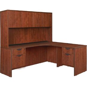 Romig Legacy 71 x 59 in. Double Pedestal Right Corner Credenza and Hutch- Cherry