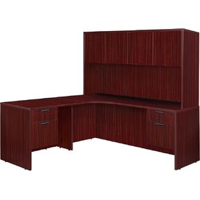 Romig Legacy 71 x 59 in. Double Pedestal Left Corner Credenza and Hutch- Mahogany
