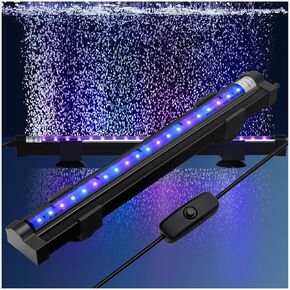 Submersible Aquarium Light 6Inch Fish Tank Light Bubbler Wall with Air Bubble Hole IP68 Waterproof Color Changing Led Light for Freshwater and Saltwater Aquariums Fish Tanks