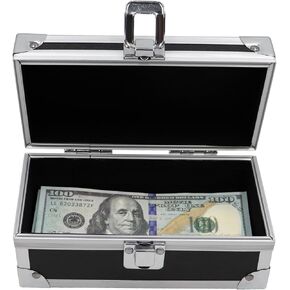 Cash Box, Aluminium Alloy Money Organizer for Cash, Card, Bill, Check, Gadgets, Savings Box, Petty Cash Box, Money Holder, Coin Storage Box, Single Row Currency Tray (Lockable)