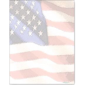 American Flag Stationery - 8.5 x 11-60 USA Letterhead Sheets - Patriotic Paper