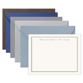 Co Personalized Mens Stationery Set, Professional Stationery Note Cards with Envelopes, Monogrammed Cards with Border and Name, Office Stationary Set for Men, Monogram Note Card, AS-1807