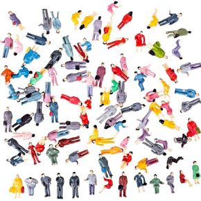 100 Pcs 1:100/1:150/1:75/1:50 Scale People Figures - ABS Building Model Passengers, Painted Train Scenery Figurines, Multicolor Mixed Poses for DIY Layouts (1:100)