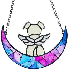 ملون زجاجي الكلب التذكاري مع بطاقة التعاطف ، الهدايا التذكارية للكلاب ، فقدان هدايا تعاطف الكلاب ، هدايا ذكرى الكلاب لمحبي الحيوانات الأليفة ، الحلي التذكارية للكلاب للنافذة ، الفناء ، حديقة شنقا in Kuwait