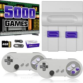 Retro Video Game Console 16Bit Super Game Machine Built in 5000 Classic Games Support HDMI Out 4K TV Gaming Console with 2.4G Wireless Controllers Gift