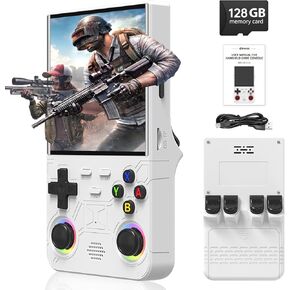 2025 New Upgraded R36 Ultra Retro Handheld Game Console, 128GB Mini Video Game Console, Loaded with 30,000+ Classic Games, Featuring 4-Inch IPS Display, Supporting 25+ Emulators, Linux System – Black