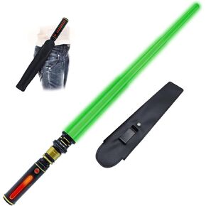 Light Up Saber for Kids, Red Light Swords with FX Sound, Expandable Light Swords Set for Galaxy War Fighter Warriors, Halloween Dress Up Parties (with Belt Clip)