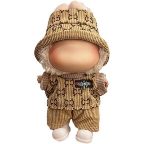 17cm Doll Clothes Set, Chic Fashion Outfit with Accessories for Dolls, Dress-Up Costume,Dolls are not Included,Black Shoes Included（Brown Suit）