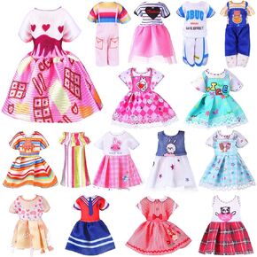 16 Pcs Girl Doll Clothes Lovely Outfits Mini Doll Clothes 6 Inch Dolls Accessories for Kids Birthday Outfit (Cute Girls)