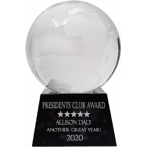 مخصصة 5 1/2 "جائزة Crystal Globe ، تمثال Globe Globe المحفور المخصص للاعتراف بالموظفين ، التقدير ، القيادة العالمية أو أفضل في العالم الشرف (قاعدة واضحة)