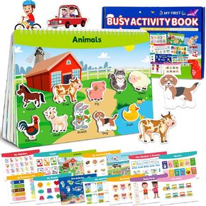 Montessori Busy Book for Toddlers 3-5 - Learning Educational Toys for 3 4 5 Year Old - Preschool Learning Activities - Sensory Toys for Kids with Autism - Birthdays Gifts for Boys Girls - Green