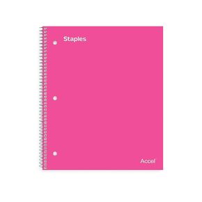 Staples 421132 Durable Poly Cover 1 Subject Notebook College Ruled 8-1/2-Inch x 11-Inch Pink