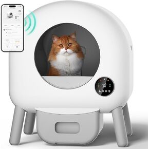 Self Cleaning Litter Box, Automatic Cat Litter Box for Multiple Cats, App Control and Safety Protection, 1 Roll Litter Bags and Mat, W&G