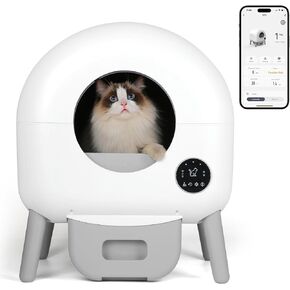 Self Cleaning Litter Box - Automatic Cat Litter Box self Cleaning, with 1 Roll Trash Bags and Mat, Small-White