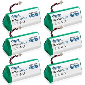 6-Pack LS4278 Battery 1200mAh Upgraded for Motorola Symbol LS4278 LS-4278 LS4278-M LI4278 DS6878 Rechargeable Battery Barcode Scanner 82-67705-01 BTRY-LS42RAAOE-01 3.6V