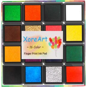 Mini Craft Ink Pads for Stamps,16 Color Kids Finger Ink Pad Washable Color DIY Stamp Pad for Scrapbook,Paper,Clothing,Wood Fabric