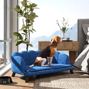 ARMSET 38.75" Elevated Dog Couch Bed - Scratch-Resistant Linen Sofa with Orthopedic Memory Foam & Backrest/Armrests, Human-Sized Pet Bed for Large/Medium Dogs & Cats, Indoor Furniture