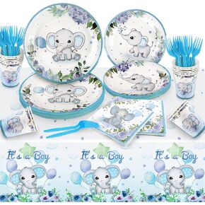 Pool Party Supplies, Summer Decorations include Pool Party Plates, Napkins, Cups and Forks, Pool Decorations Tableware Set for Birthday, Baby Shower, Serves 24