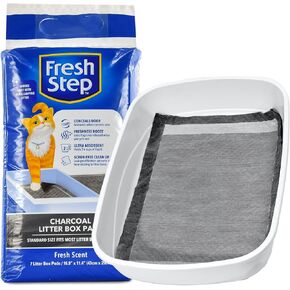 Fresh Step Charcoal Litter Box Pads – Ultra-Absorbent Cat Litter Pads with Activated Carbon for Odor Control, 16.9" x 11.4" - 7 Count