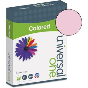 Universal 11204 Colored Paper, 20lb, 8-1/2 x 11, Pink, 500 Sheets/Ream