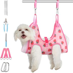 Supet Dog Grooming Hammock, New Small Sling for Nail Trimming, Back Protect Hanging Harness for Claw Care, Dog Nail Trimming Restraint with Thick Fabric