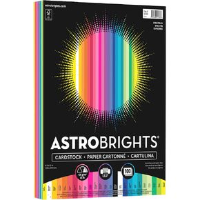 Astrobrights® Color Card Stock, Assorted Colors, Letter (8.5" x 11"), 65 Lb, Pack Of 100