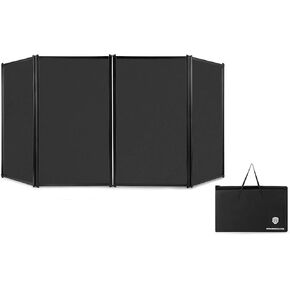 Portable Foldable DJ Booth Facade (48"H x 56"W x 28"D) with Black High-Density Fabric Scrims – Includes Carrying Bag, Easy Setup, Lightweight & Low-Maintenance