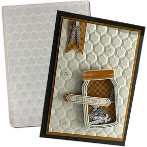 Arbuya Honeycomb Textured 3D Embossing Folder for Card Making, Bee Honey Hexagon Plastic Embossing Folder Craft Card Template for DIY Scrapbooking 4"x6"