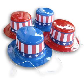 Patriotic 4th of July Party Hats - Mini Decorative Hats - 4 Count Red Blue