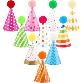 10 Pcs Colorful mini party hats for stuffed animals Lovely Paper Cone Tiny Birthday Hats for Stuffed Animals Pets Baby, Accessories