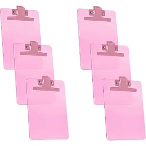 Acrimet Clipboard Memo Size A5 (9 1/4" x 6 1/3") Premium Metal Clip (Plastic) (Pink Color) (6 Pack)