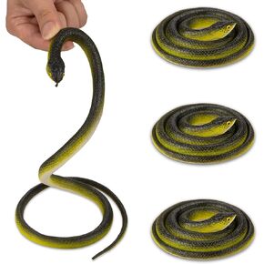 4 Pcs 31.5" Realistic Rubber Snake Toy Fake Snake Toy for Prank, Garden Props to Keep Birds Away, Gag Gift for Halloween April Fool's Day