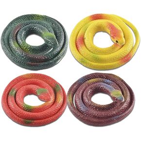 LRCXL Rubber Snakes to Keep Birds Away - 4 Pieces Realistic Fake Snake Toys for Garden Props to Keep Birds Away, Scare Squirrels, Mice, Pranks