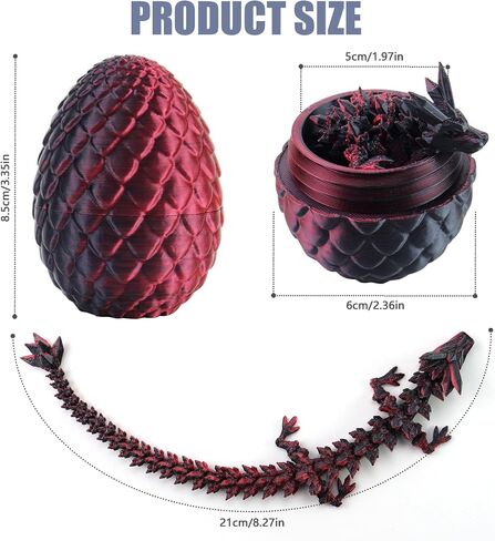 3D Printed Dragon Egg, Articulated Crystal Dragon Eggs with Dragon Inside, Surprise Easter Eggs 3D Fidget Mystery Dragon Egg, 3D Printed Gift Home Office Decor in Saudi Arabia
